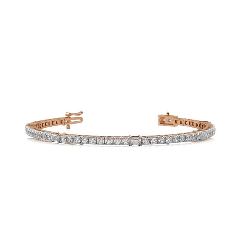 3 1/2 CT. Emerald and Round Lab Created Diamond Tennis Bracelet