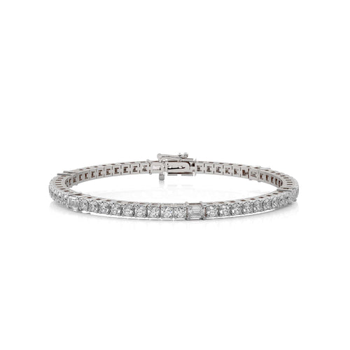3 1/2 CT. Emerald and Round Lab Created Diamond Tennis Bracelet