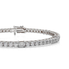 3 1/2 CT. Emerald and Round Natural Diamond Tennis Bracelet