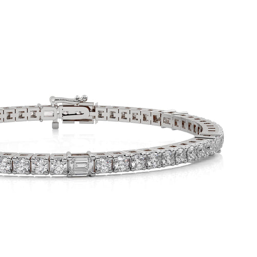 3 1/2 CT. Emerald and Round Lab Created Diamond Tennis Bracelet