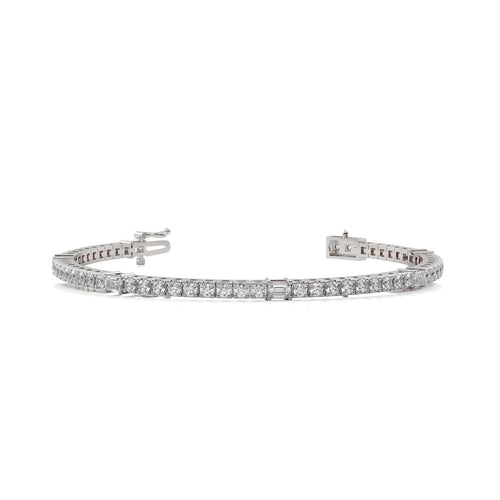 3 1/2 CT. Emerald and Round Lab Created Diamond Tennis Bracelet