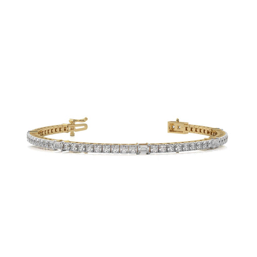 3 1/2 CT. Emerald and Round Lab Created Diamond Tennis Bracelet