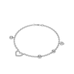 1/3 CT. Round Natural Diamond Heart Bracelet