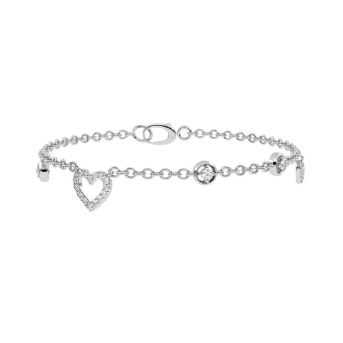 1/3 CT. Round Lab Created Diamond Heart Bracelet