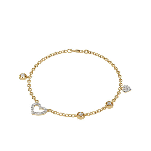 1/3 CT. Round Lab Created Diamond Heart Bracelet