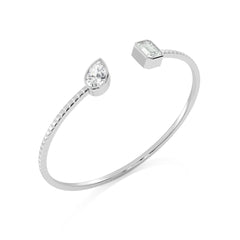 2 3/4 CT. Pear and Emerald  Toi et Moi Lab Created Diamond Bangle Bracelet