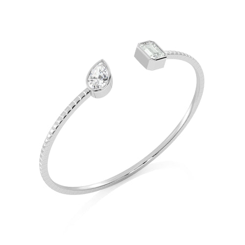 2 3/4 CT. Pear and Emerald  Toi et Moi Lab Created Diamond Bangle Bracelet