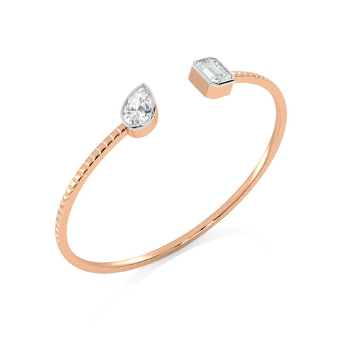 2 3/4 CT. Pear and Emerald  Toi et Moi Lab Created Diamond Bangle Bracelet