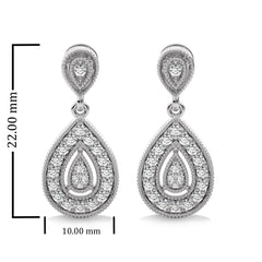 1/2 CT. Pear Shape Teardrop Natural Diamond Earrings