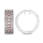1 1/2 CT. Lab Created Round and Baguette Diamond Studded Designer Hoop Earrings