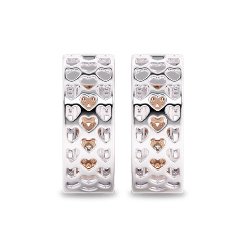 1 1/2 CT. Lab Created Round and Baguette Diamond Studded Designer Hoop Earrings