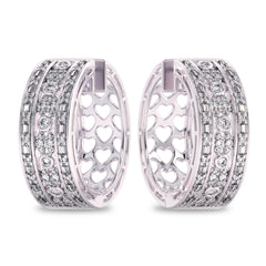 1 1/2 CT. Lab Created Round and Baguette Diamond Studded Designer Hoop Earrings