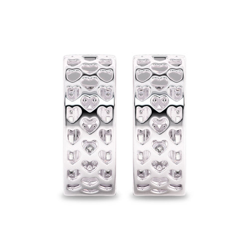 1 1/2 CT. Lab Created Round and Baguette Diamond Studded Designer Hoop Earrings