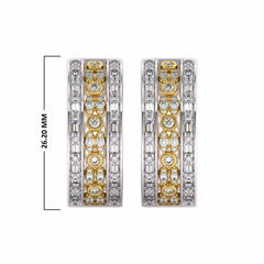 1 1/2 CT. Lab Created Round and Baguette Diamond Studded Designer Hoop Earrings