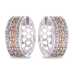 1 1/2 CT. Lab Created Round and Baguette Diamond Studded Designer Hoop Earrings