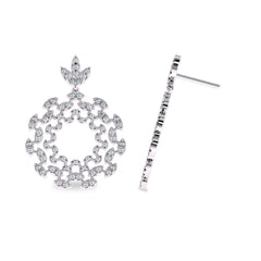 1 3/4 CT. Lab Created Round Diamond Studded Floral Design Earrings