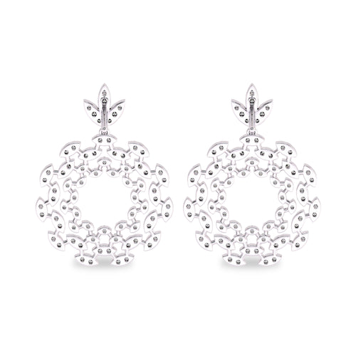 1 3/4 CT. Lab Created Round Diamond Studded Floral Design Earrings