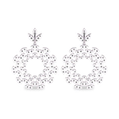 1 3/4 CT. Lab Created Round Diamond Studded Floral Design Earrings
