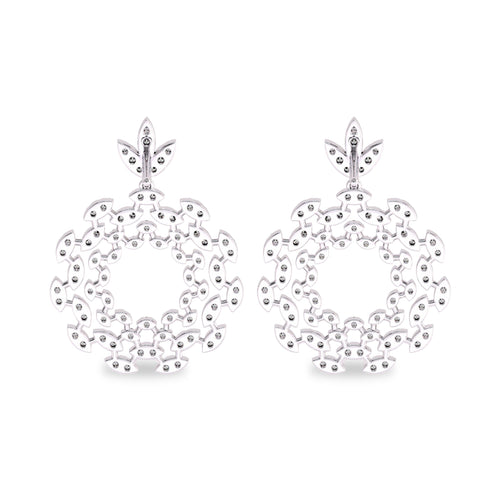 1 3/4 CT. Lab Created Round Diamond Studded Floral Design Earrings