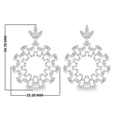 1 3/4 CT. Lab Created Round Diamond Studded Floral Design Earrings