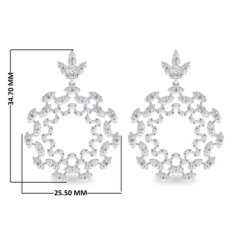 1 3/4 CT. Lab Created Round Diamond Studded Floral Design Earrings