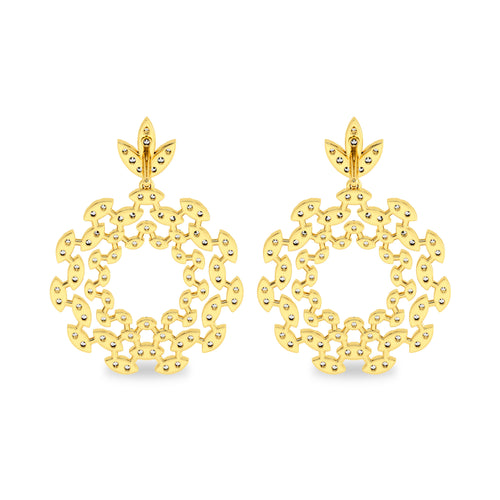 1 3/4 CT. Lab Created Round Diamond Studded Floral Design Earrings