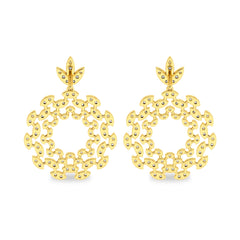 1 3/4 CT. Lab Created Round Diamond Studded Floral Design Earrings