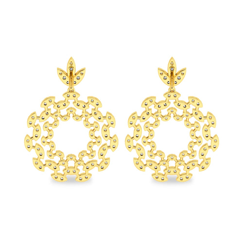1 3/4 CT. Lab Created Round Diamond Studded Floral Design Earrings