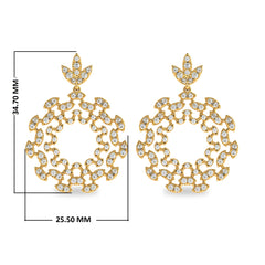 1 3/4 CT. Lab Created Round Diamond Studded Floral Design Earrings