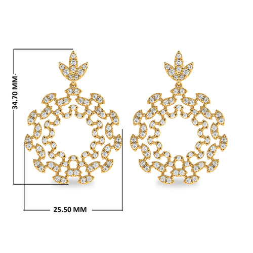 1 3/4 CT. Lab Created Round Diamond Studded Floral Design Earrings