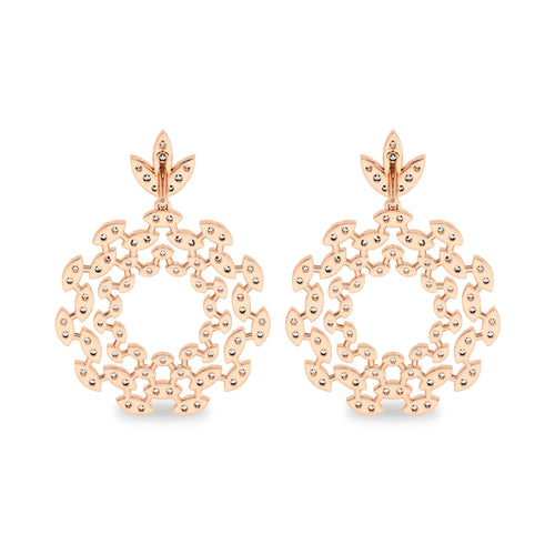 1 3/4 CT. Lab Created Round Diamond Studded Floral Design Earrings