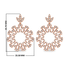 1 3/4 CT. Lab Created Round Diamond Studded Floral Design Earrings