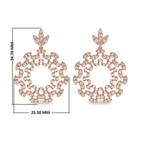 1 3/4 CT. Lab Created Round Diamond Studded Floral Design Earrings
