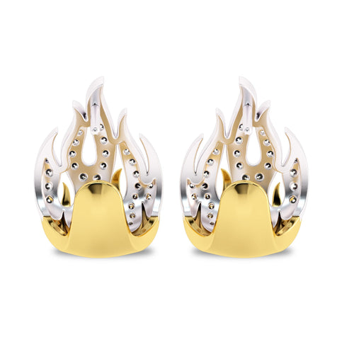 3/4 CT. Lab Created Round Diamond Studdded Fire Flame Designer Stud Earrings