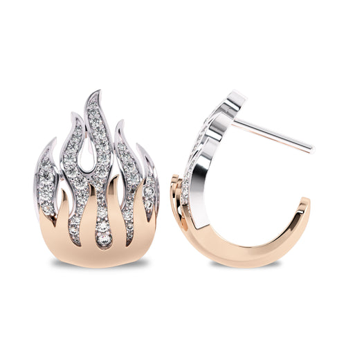 3/4 CT. Lab Created Round Diamond Studdded Fire Flame Designer Stud Earrings