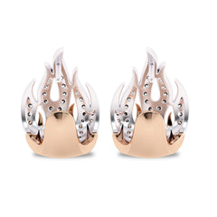 3/4 CT. Lab Created Round Diamond Studdded Fire Flame Designer Stud Earrings