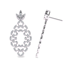 1 1/4 CT. Lab Created Round Diamond Studded Floral Design  Earrings