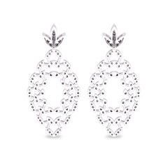 1 1/4 CT. Lab Created Round Diamond Studded Floral Design  Earrings
