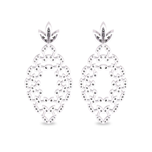 1 1/4 CT. Lab Created Round Diamond Studded Floral Design  Earrings