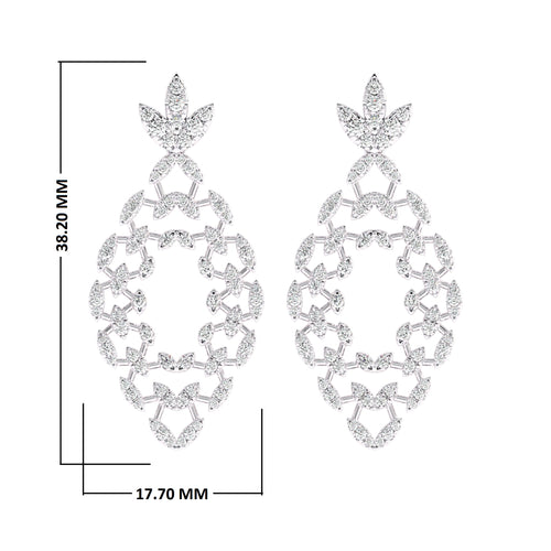1 1/4 CT. Lab Created Round Diamond Studded Floral Design  Earrings