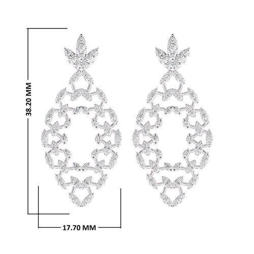 1 1/4 CT. Lab Created Round Diamond Studded Floral Design  Earrings