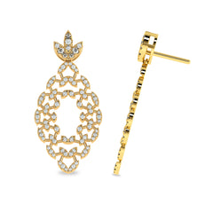 1 1/4 CT. Lab Created Round Diamond Studded Floral Design  Earrings