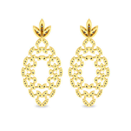 1 1/4 CT. Lab Created Round Diamond Studded Floral Design  Earrings