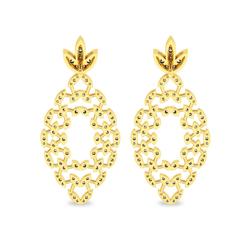 1 1/4 CT. Lab Created Round Diamond Studded Floral Design  Earrings