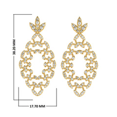 1 1/4 CT. Lab Created Round Diamond Studded Floral Design  Earrings