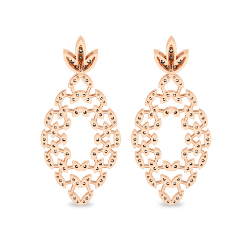 1 1/4 CT. Lab Created Round Diamond Studded Floral Design  Earrings