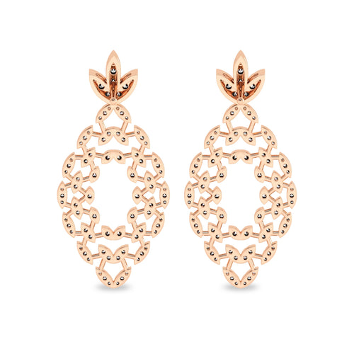 1 1/4 CT. Lab Created Round Diamond Studded Floral Design  Earrings