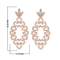 1 1/4 CT. Lab Created Round Diamond Studded Floral Design  Earrings