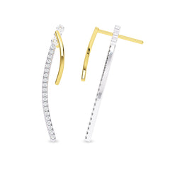 1/2 CT. Lab Created Round Diamond Studded Dangling Hoop Earrings