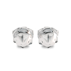 1/4 CT. Lab Created Round Solitaire Diamond Studded Rose Flower Stud Earrings